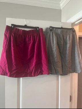 J. Crew Elastic Waist Mini Skirt in Magenta and Gray!